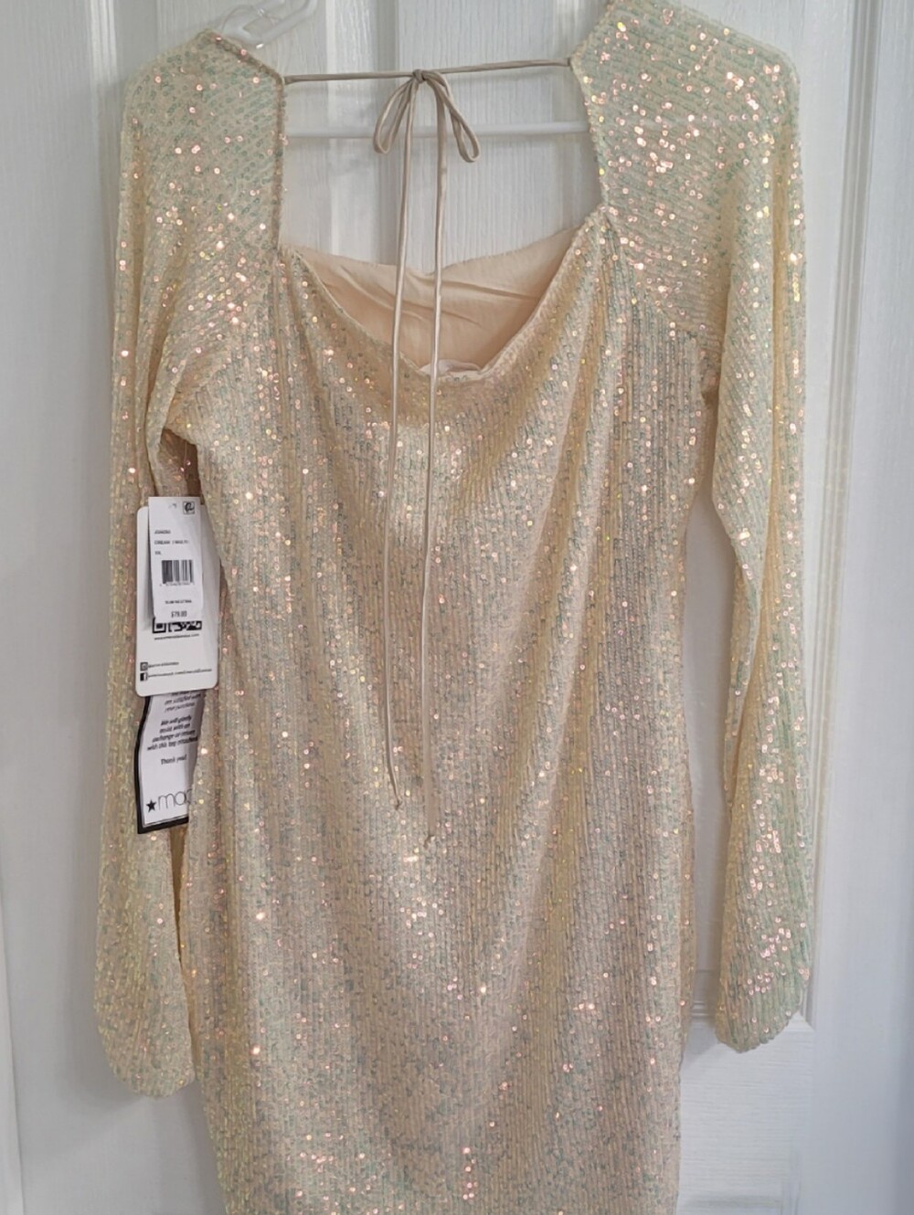 Emerald Sundae Slim Neutral Sequin Bodycon Cocktail Dress XXL Fits 12-14 - Picture 9 of 13
